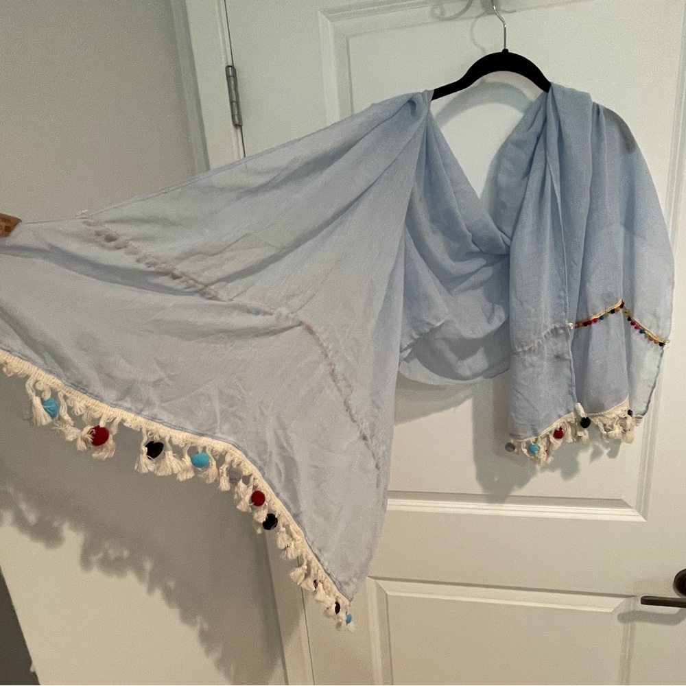 NWT Light Scarf with Colorful Poms